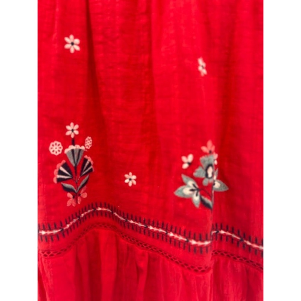 Knox Rose Size Medium Coral‎ Pink Boho Sundress Ruffled Sleeves Embroidery - Picture 2 of 7